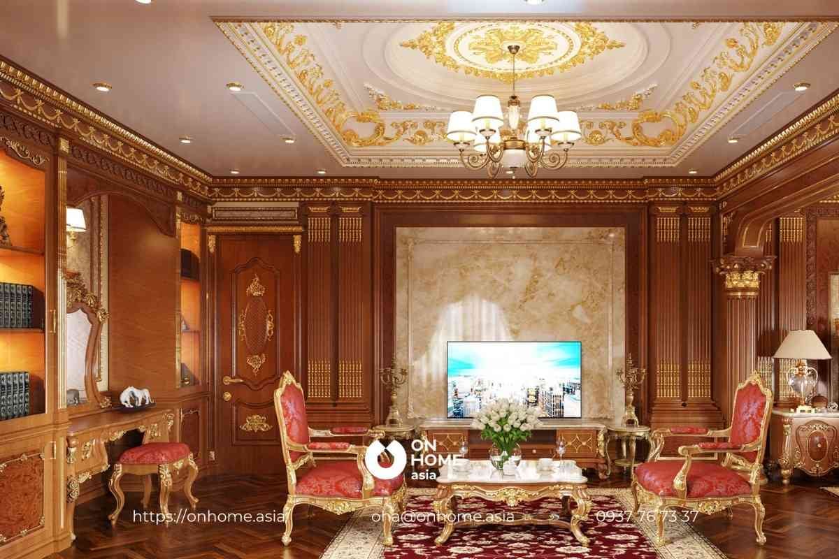 Mẫu thiết kế nội thất biệt thự Cổ Điển pha lẫn phong cách cung điện Pháp và nét truyền thống Á châu