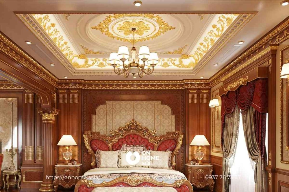 Mẫu thiết kế nội thất biệt thự Cổ Điển pha lẫn phong cách cung điện Pháp và nét truyền thống Á châu