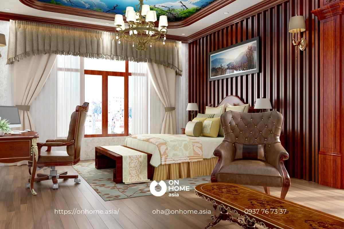 Phòng ngủ Cổ Điển từ gỗ tự nhiên cao cấp thiết kế cho ông bà