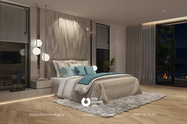 Mẫu thiết kế nội thất biệt thự song lập hiện đại, phối màu đơn giản