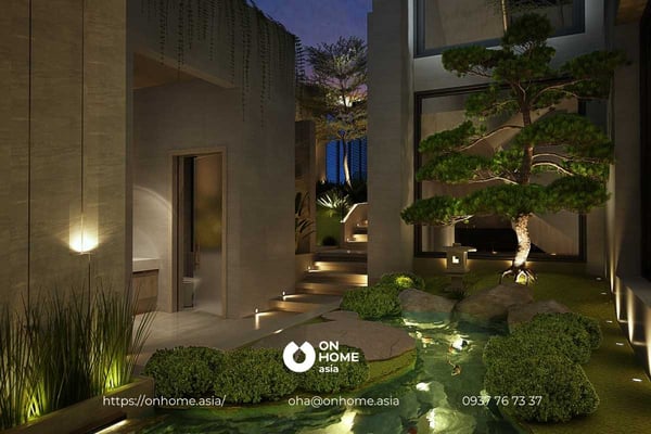 Mẫu thiết kế nội thất biệt thự song lập sang trọng, thanh lịch với màu trắng và kem