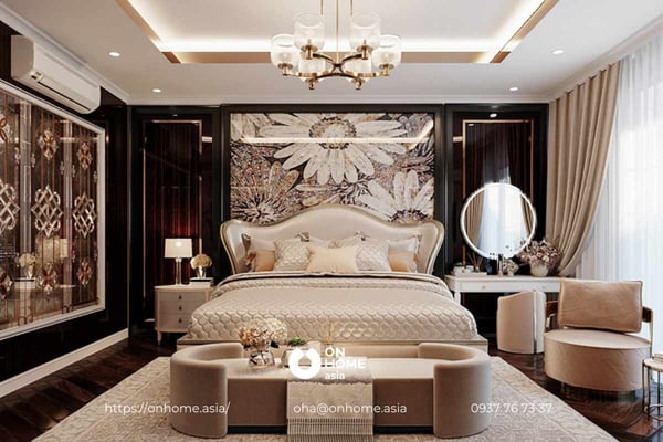 Mẫu thiết kế nội thất biệt thự song lập tối giản, tiện nghi cho phòng ngủ