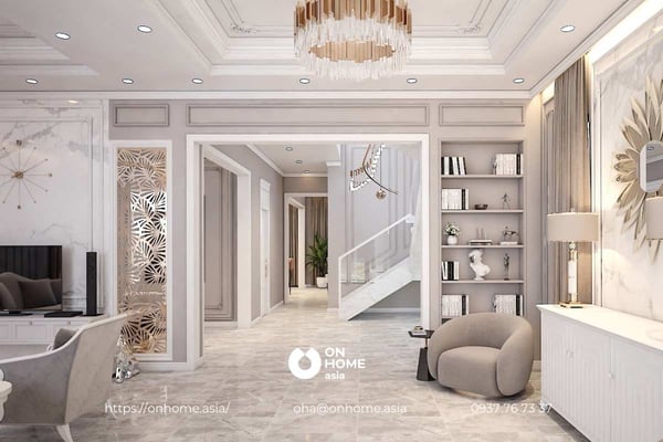 Mẫu thiết kế nội thất biệt thự song lập Tân Cổ Điển sang trọng, hút mắt 