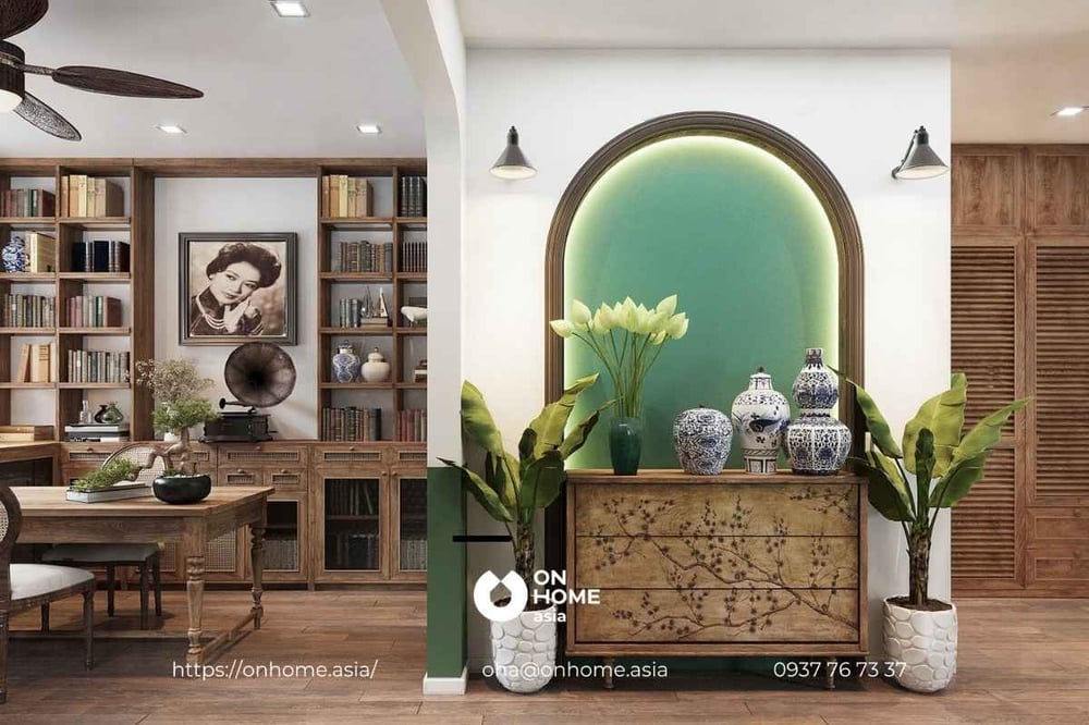 Mẫu thiết kế nội thất biệt thự song lập mang vẻ đẹp truyền thống Á châu
