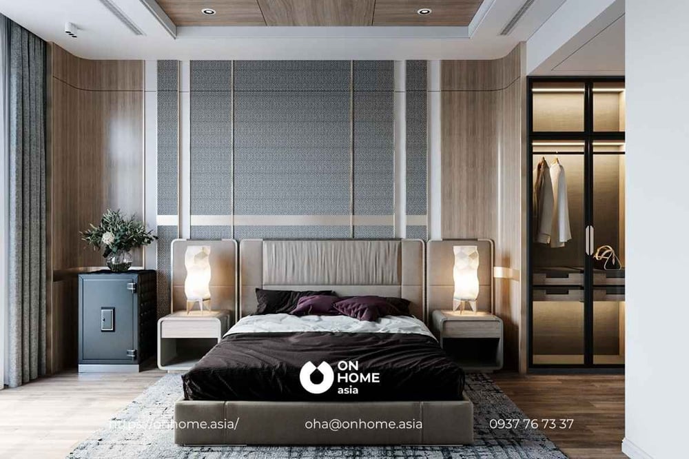 Mẫu thiết kế nội thất biệt thự song lập hiện đại, đơn giản cho phòng ngủ