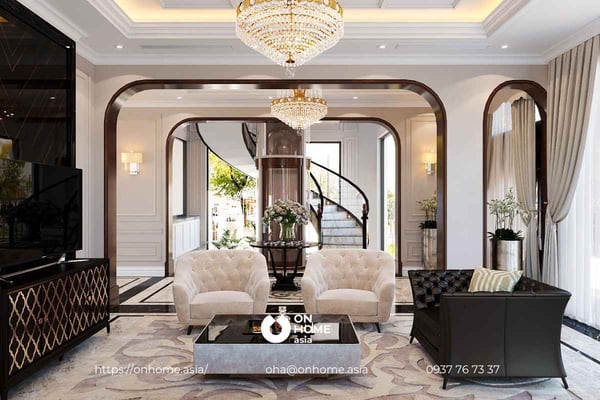 Mẫu thiết kế nội thất biệt thự song lập Tân Cổ Điển sang trọng