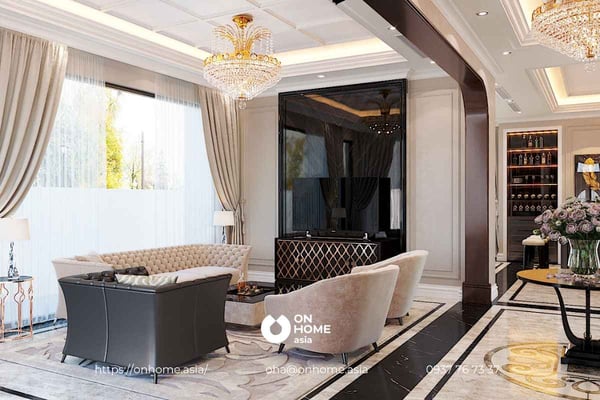 Thiết kế nội thất biệt thự song lập Tân Cổ Điển giúp không gian sang trọng