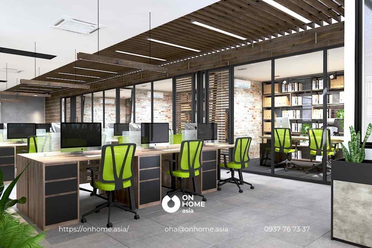 Thiết kế nội thất văn phòng hiện đại: Nội thất văn phòng hiện đại của chúng tôi được thiết kế với sự tinh tế và chất lượng vượt trội. Đến với chúng tôi, mỗi góc làm việc được bố trí theo cách hiện đại và đẳng cấp, mang lại không gian làm việc tối ưu và thuận tiện cho từng nhân viên.