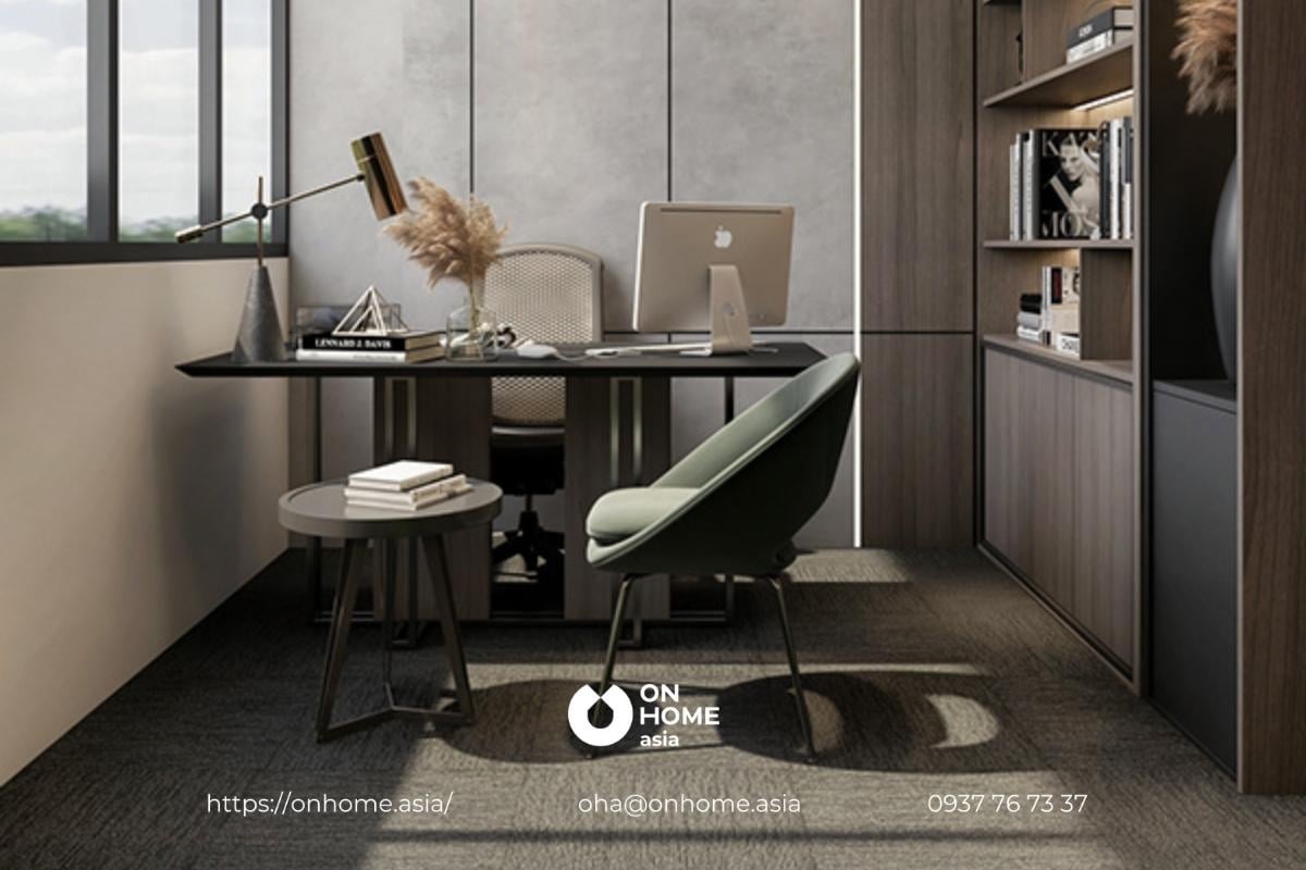 Mẫu thiết kế nội thất văn phòng hiện đại kết hợp đôi chút phong cách Luxury sang trọng.