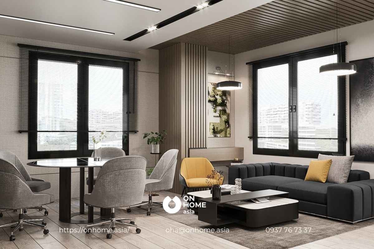 Mẫu thiết kế nội thất văn phòng hiện đại với nhiều chi tiết phá cách mới mẻ.