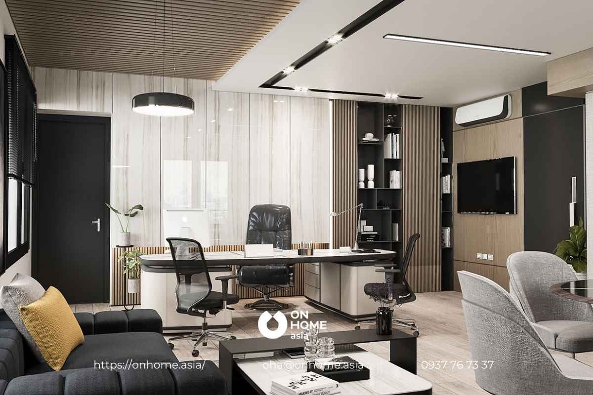 Mẫu thiết kế nội thất văn phòng hiện đại với nhiều chi tiết phá cách mới mẻ.