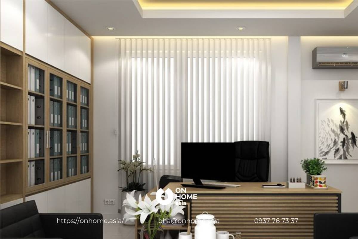 Thiết kế nội thất văn phòng hiện đại cho giám đốc.