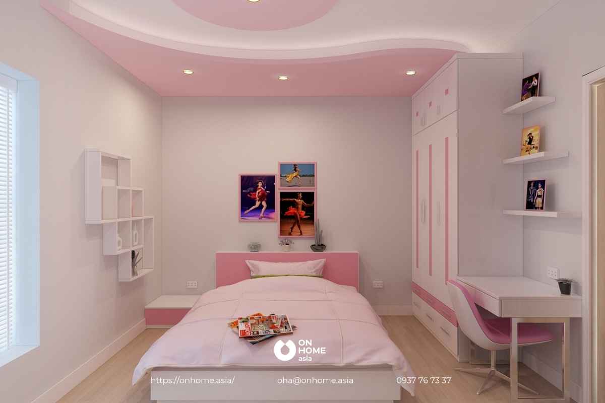 Thiết kế phòng ngủ 15m2 cho bé gái