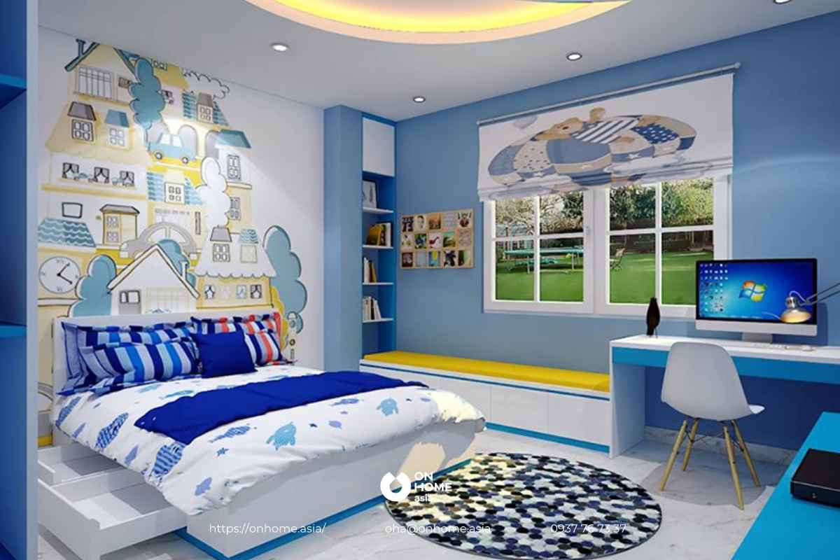 Thiết kế phòng ngủ 15m2 cho bé trai