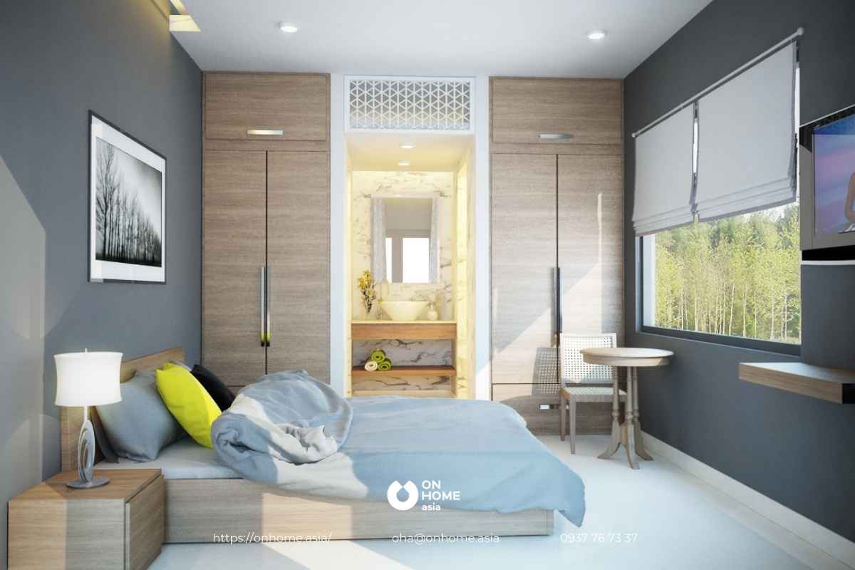 Mẫu thiết kế phòng ngủ 15m2 có toilet