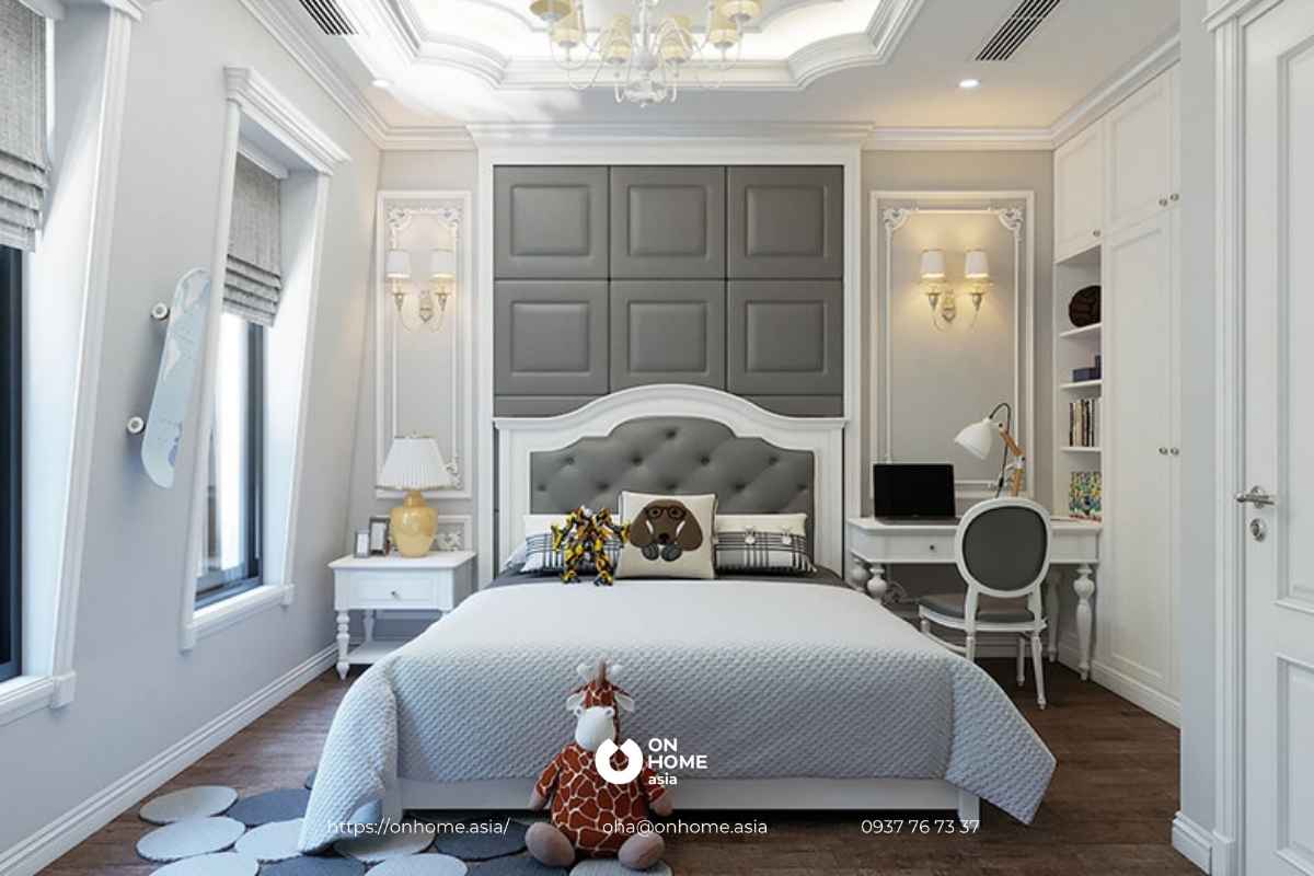 Thiết kế nội thất phòng ngủ 15m2 theo phong cách Tân Cổ Điển