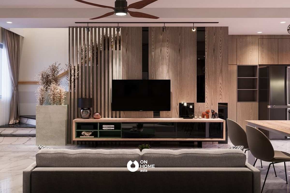 Mẫu thiết kế nội thất phòng khách nhà phố Sun Casa - Chị Thúy