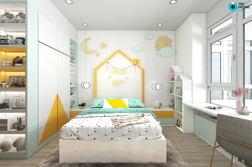 Phòng ngủ cho bé với các họa tiết đáng yêu