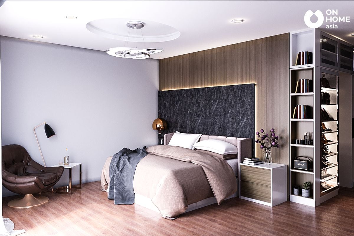 Interior of the master bedroom of Mr. Trung Tuyen