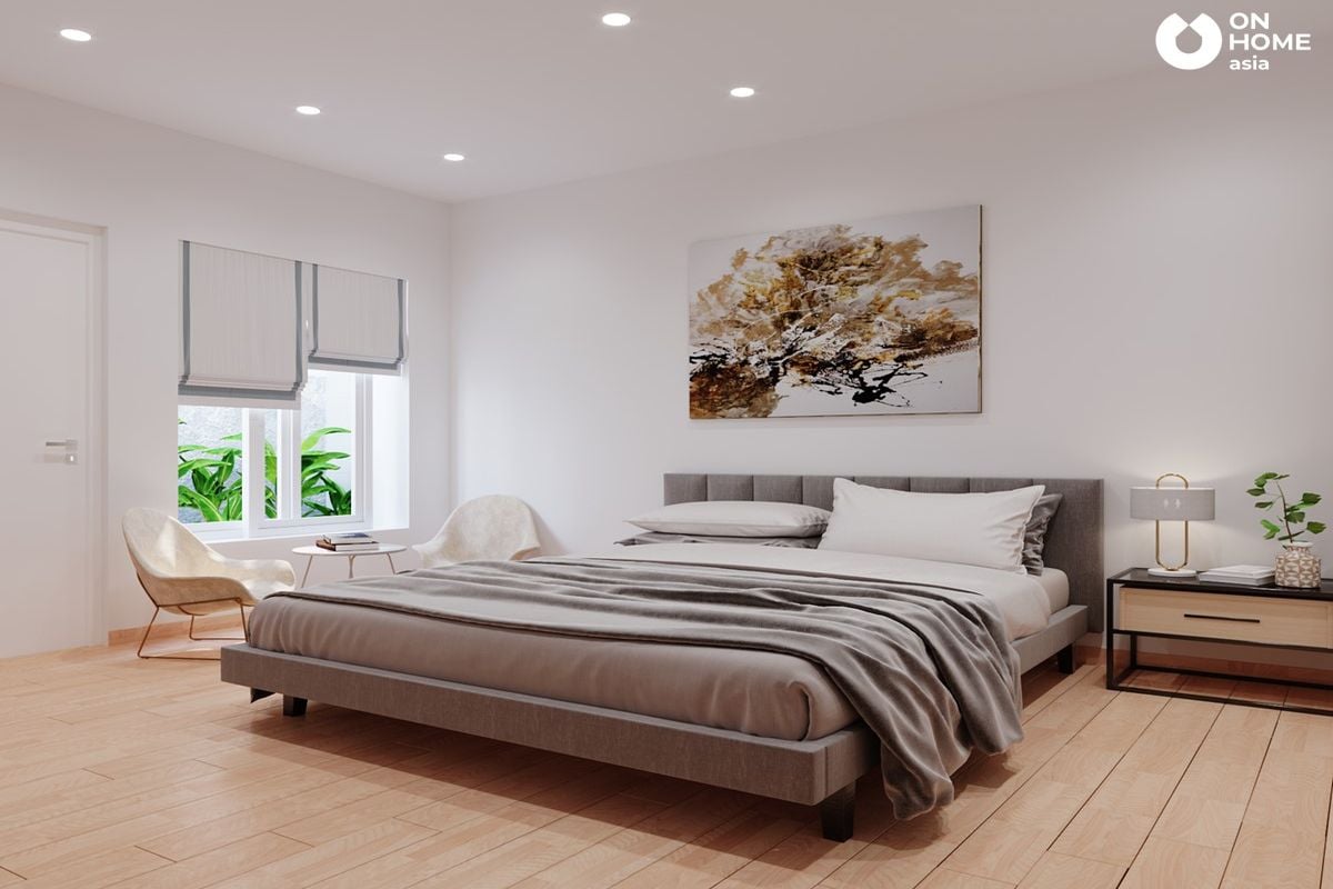 Interior design of a bedroom in a townhouse 1 ground 1 floor