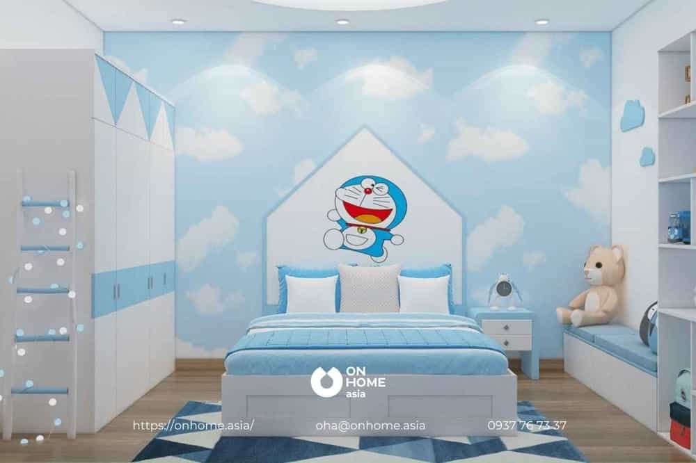 Chọn giấy dán tường với hoa văn phù hợp giúp "ăn gian" diện tích phòng ngủ