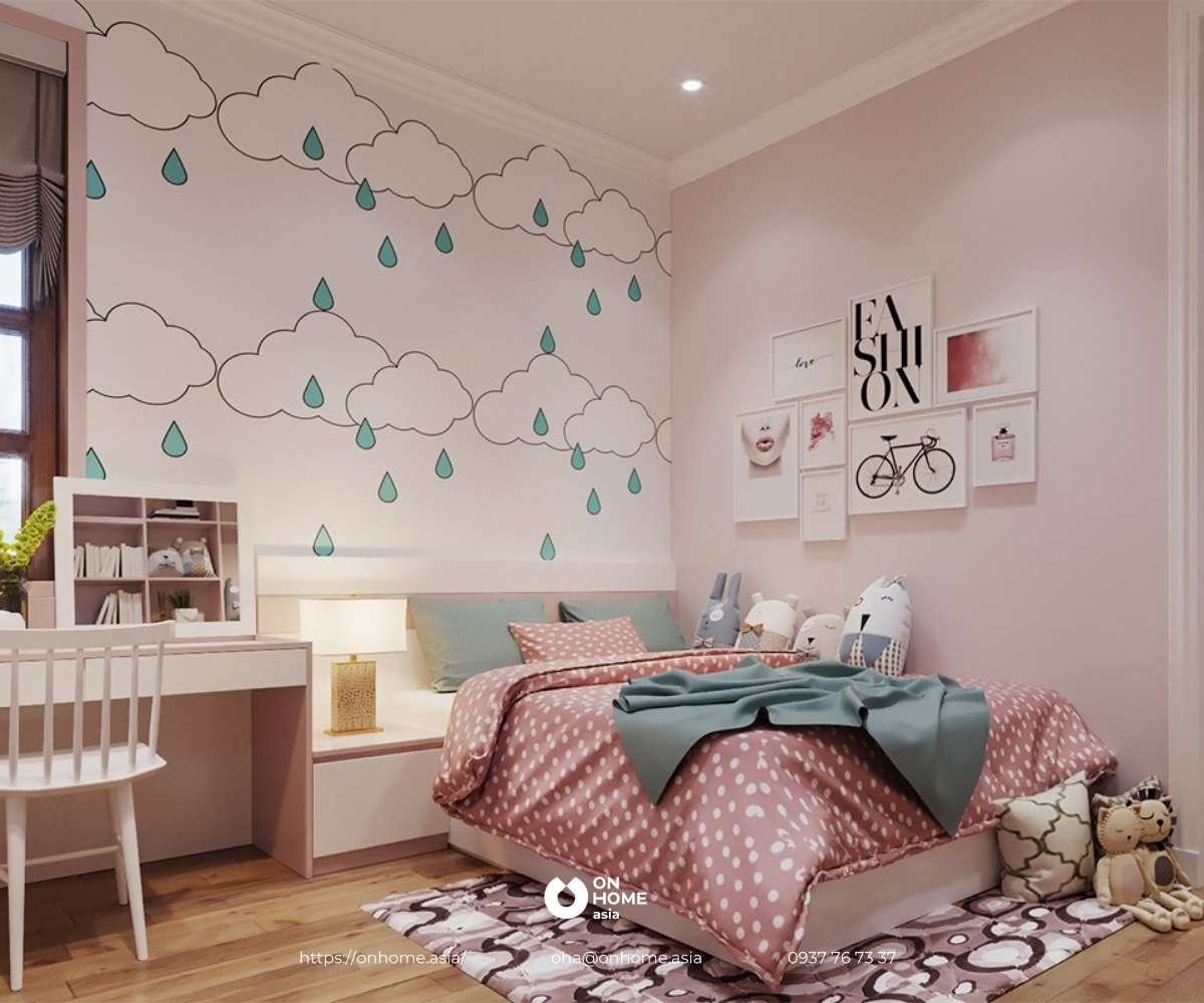 Trang trí phòng ngủ với giấy dán tường