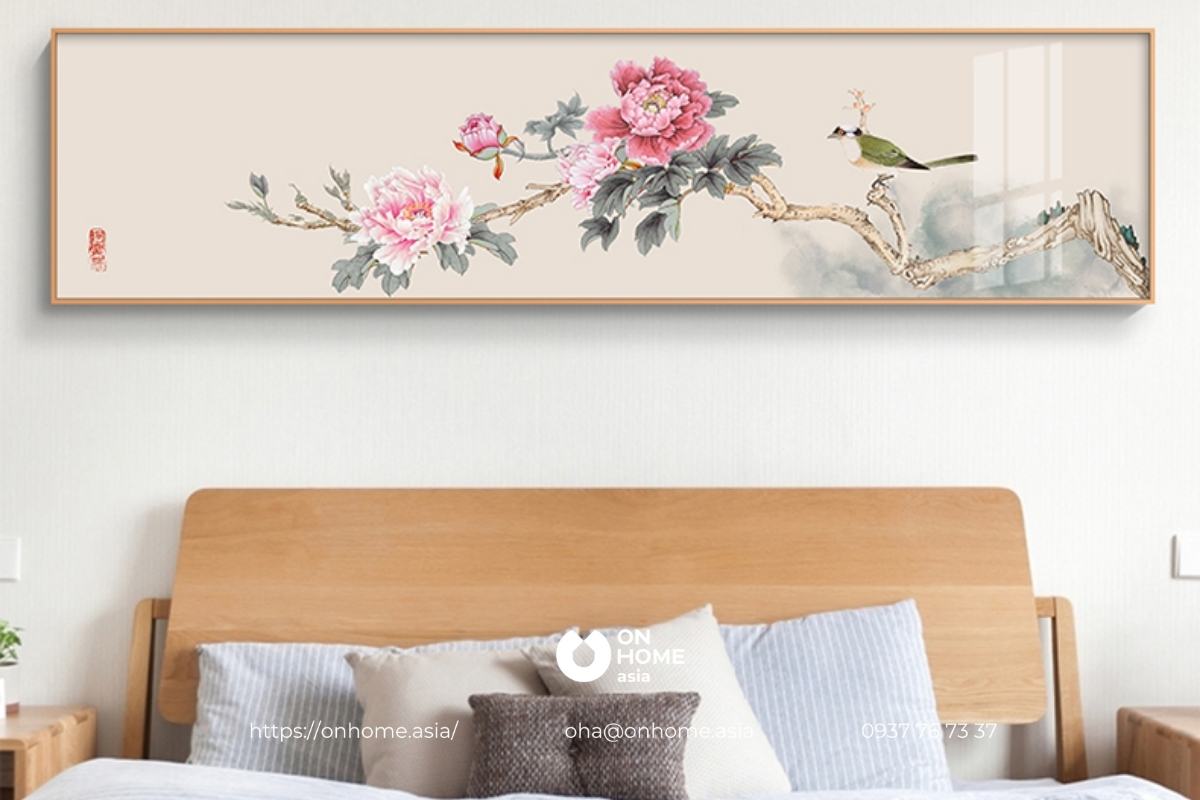 Tranh hoa mẫu đơn treo phòng ngủ đẹp