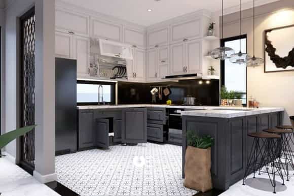 Bếp dạng chữ U Tân Cổ Điển