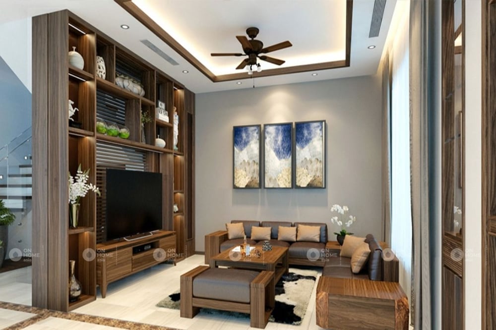 Tủ trang trí phòng khách giúp tăng tính thẩm mỹ cho không gian